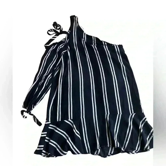 Zara Women's One Shoulder Blue & White Stripe Short Dress - Picture 5 of 10